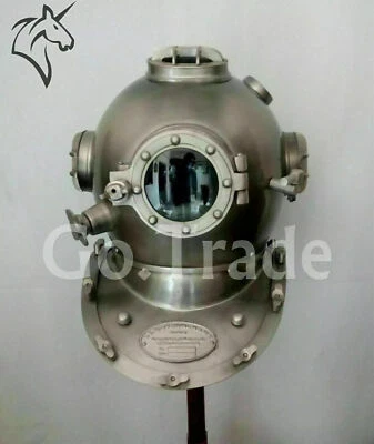 Casque de plongée ancien 18" laiton SCA marine US Navy Mark V pleine taille - Photo 1/4