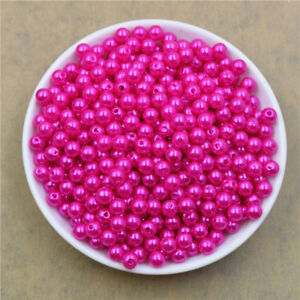 Lot 100X 6mm 8mm 20 Colors Pearl Spacer Beads Craft ABS Plastic Loose Beads DIY