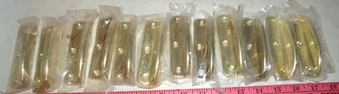 12 VINTAGE  Window Sash Lift Handles Bright Brass Plated NEW, OLD STOCK Cover
