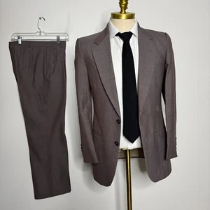 Pierre Cardin Vintage Men's 36R Brown Wool Two-Piece Suit 31W Pants Solid - Picture 1 of 13