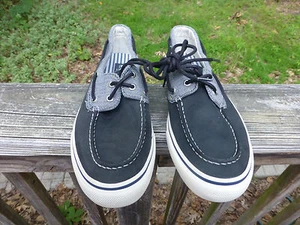 Zapatos de barco Sperry Top-Sider Bahama 2 ojos gris negro talla 9,5 M - Imagen 1 de 7