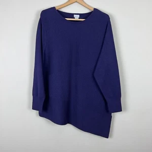 Chicos 3 Sweater Womens XL Purple Asymmetrical Hem Ribbed Knit Tunic Long Sleeve - Picture 1 of 11