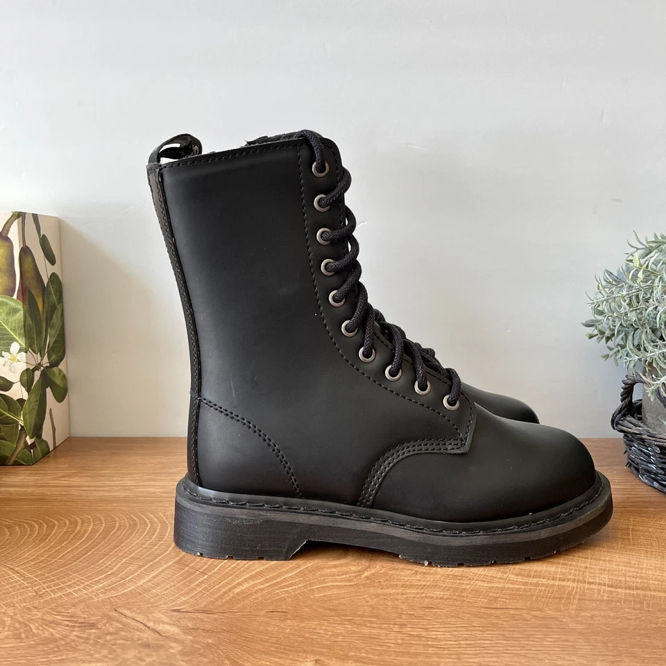 Bota Pleaser Demonia 1999 con ojales en la mitad de la pantorrilla negra 11/4 con cordones talla EE. UU. 7 Foto 1 de 4