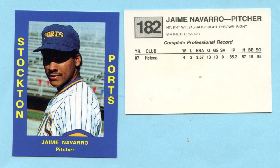 1988 Minor League - Stockton Ports - 182 Jaime Navarro - Box 225 - Image 1 of 1