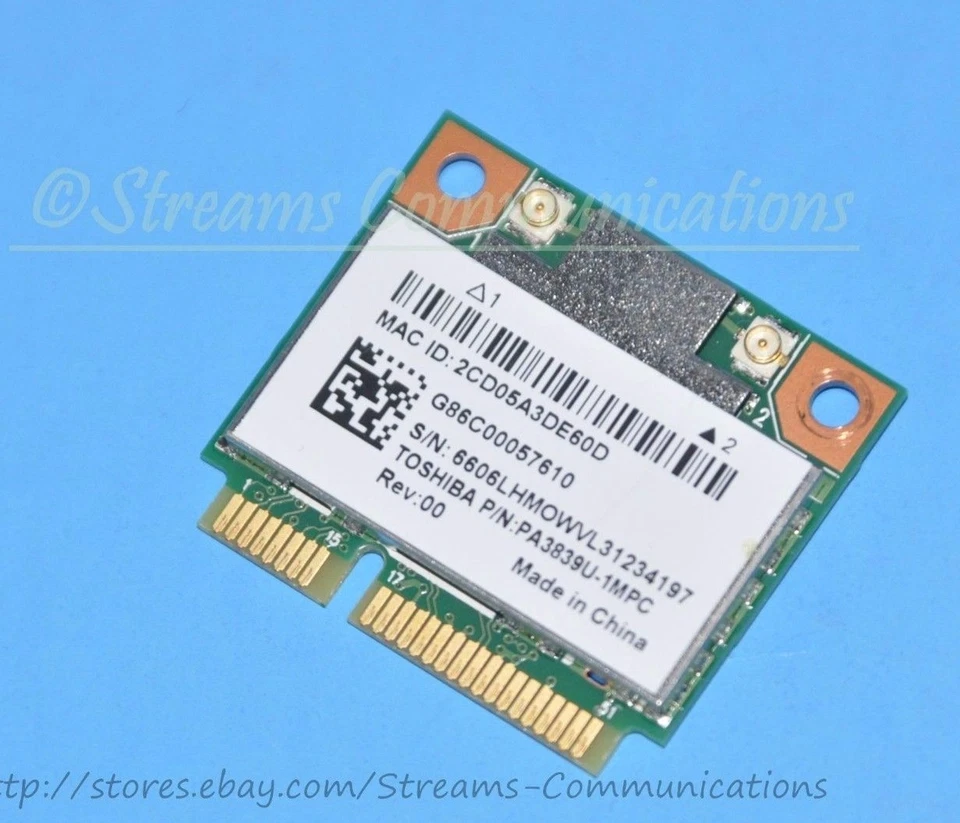 TOSHIBA Satellite L875 L875D-S7111 Laptop Wireless WiFi Card PA3839U-1MPC - Image 1 of 3