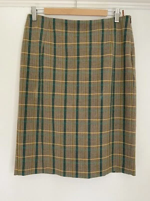 united colors or benetton skirt size 12 beige green straight  - Image 1 of 4