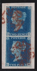 1840 2d Deep Blue Plate 2 BE-CE 4m Red MX Very Fine Used Cat. £2,800.00 - Picture 1 of 1