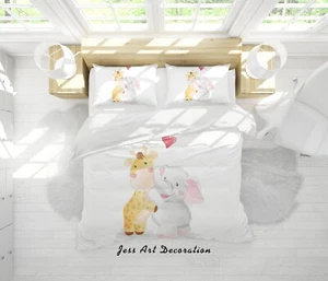 3D Animal Balloon Cartoon Kids Quilt Cover Set Duvet Cover Bedding Pillowcases - Picture 1 of 6