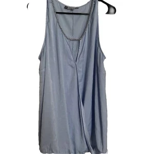 Jennifer Lopez Sleeveless Rhinestone Tank Top Blouse Light Blue 2X - Picture 1 of 4