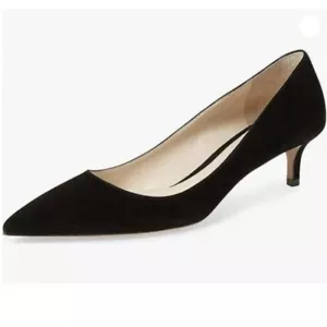 YDN Women Low Kitten Heel Pumps Pointed Toe Dress Shoes for Office Lady Suede - Picture 1 of 7