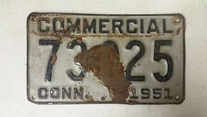 1951 CONNECTICUT Commercial License Plate 73-025 - Picture 1 of 1