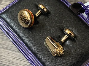 BABETTE WASSERMAN BURGER & FRIES LIMITED EDITION CUFFLINKS RETAIL £100 BNWT - Picture 1 of 12