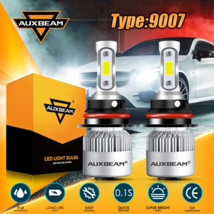 AUXBEAM 9007 HB5 COB LED Headlight Bulbs 72W 8000LM High Low Beam White 6000K - Picture 1 of 12