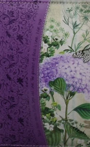 Bible Cover For Women Purple Hydrangea Large 1 Cor. 13:13 *SKU10-3* - Picture 1 of 7
