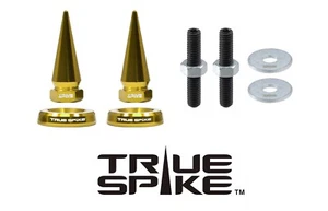 4 TRUE SPIKE GOLD SPIKED LICENSE PLATE FRAME BEAUTY WASHERS BOLTS HARDWARE KIT - Picture 1 of 7