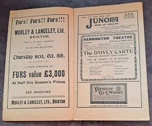 1914 D`Oyly Carte programme Gilbert & Sullivan Kennington Theatre Mikado + Gond - Picture 1 of 8