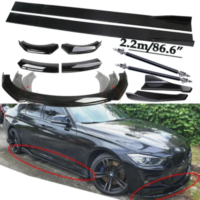 For BMW 320i 328i 330i Front Bumper Lip Spoiler Side Skirts Rear Glossy+Black Foto 1 de 4