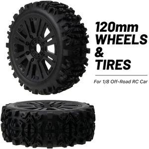 2X RC Buggy 17mm Hex Tires & Wheels Rims for 1/8 Off-Road Car Arrma Redcat HPI - Picture 1 of 7