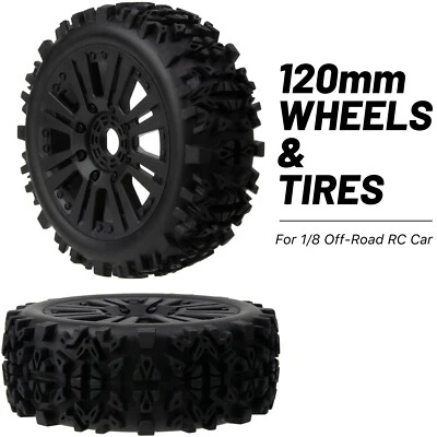 2X RC Buggy 17mm Hex Tires & Wheels Rims for 1/8 Off-Road Car Arrma Redcat HPI - Image 1 of 4
