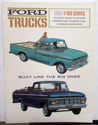 Ford F100 1963 camioneta pickup chasis camioneta folleto de ventas carpeta especificaciones revisadas Foto 1 de 3