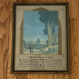 Antique Sam Walter Foss - House By Side Of Road Framed Print 16x13” Buzz Motto - Picture 1 of 12