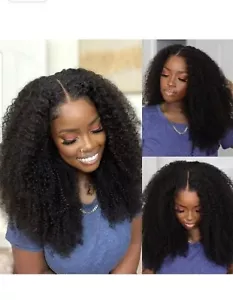 V Part Wig Human Hair 180% Density Curly Hair Wigs No Sew in NO Glue 16 inch - Picture 1 of 7