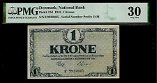 Denmark 1 Krone 1918 PMG 30   P# 12d PMG Series D-M