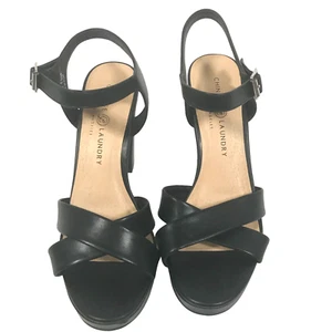 Chinese Laundry Always Platform Sandals Buckle 4.5in Heels Black US 8.5M EU 39 - Picture 1 of 19