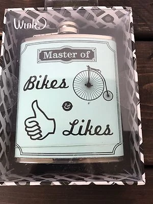 Nuevo frasco de licor de vino guiño metal imitación cuero impreso maestro de la bicicleta como diseño Foto 1 de 4