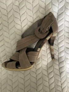 Karen Millen Leather Cross Front Heels- Size 40 Unworn - Picture 1 of 4