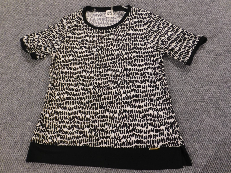 Camisa Anne Klein Mujer Pequeña Negra Elástica Pullover Foto 1 de 4