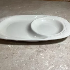 Longaberger Keramik Gewebt Traditionen ELFENBEIN Oval Snack Suppe Tablett Teller- - Bild 1 von 5