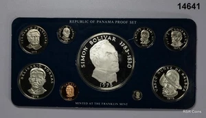 1975 PANAMA PROOF 9 COIN SET BOX/COA GEM! FRANKLIN MINT #14641 - Picture 1 of 7