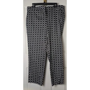 New Directions Black White Dot Pattern Pants Size 16 Flat Front Straight Leg XL - Picture 1 of 5