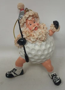 Vintage Sports Christmas Resin Ornament Santa Claus Golf Ball Suit 2"-3" - Picture 1 of 3