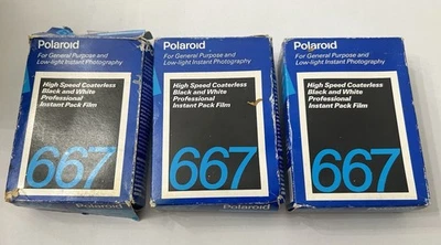 Lote de películas vintage Polaroid 667 en blanco y negro paquetes sellados caducados 1992 3000 ISO 60 total ex Foto 1 de 4