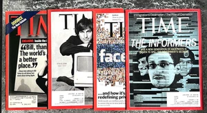 Steve Jobs Apple Computer Facebook Zuckerberg Snowden Manning TIME MAGAZINE Lot - Picture 1 of 5