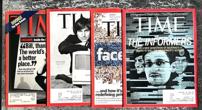 Steve Jobs Apple Computer Facebook Zuckerberg Snowden Manning TIME MAGAZINE Lot - Image 1 of 4