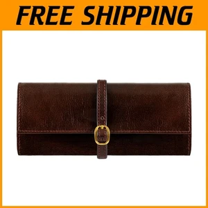 Rotolo di gioielli in pelle pieno fiore italiano - Organizzatore portatile di lusso marrone - Foto 1 di 9