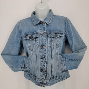 Vintage J.Crew Denim Trucker Jacke Damen M Distressed Grunge Baumwolle Y2K 90  - Bild 1 von 9