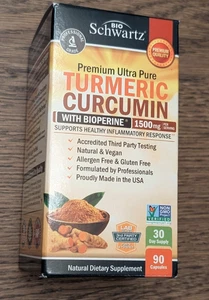 Kurkuma Curcumin mit BioPerine & schwarzem Pfeffer Extrakt 1500mg - Bio Schwartz 90ct - Bild 1 von 6