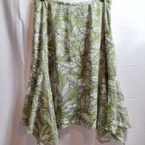 WORTHINGTON Asymmetrical Midi Skirt Sz 14 Green Floral Festival Boho Fairy Y2K - Picture 1 of 7