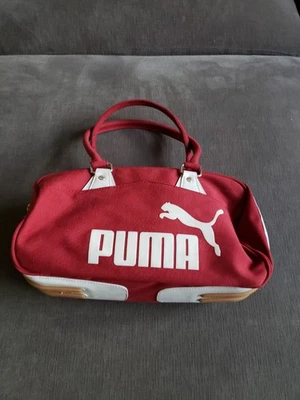 Vintage Puma Mini Handbag Burgundy White Vinyl Retro Shoulder Bag Y2K EXCELLENT! - Image 1 of 4