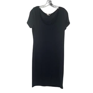 Vestido vaquero acanalado manga corta negro talla grande H&M para mujer - Imagen 1 de 9