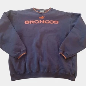 Puma Denver Broncos Vintage Y2K Thrashed Crewneck Sweater Large - Picture 1 of 10