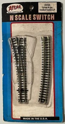 Atlas N Scale Code 80 Nickel Silver Standard Manual LH Turnout #2750 - Image 1 of 2