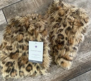Piel sintética Covfurs ¡NUEVO!!con etiquetas fundas para botas, leopardo marrón talla única - Imagen 1 de 4