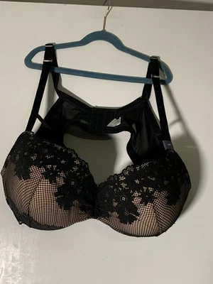 Lane Bryant Cacique Bra Max Boost Plunge Black Floral Lace Sexy 46D Wired Desc - Image 1 of 4