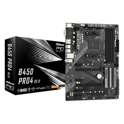 ASRock Scheda Madre B450 Pro4 R2.0 ATX Socket AM4 con Supporto DDR4 e RAID - Immagine 1 di 4
