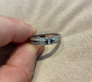 0.9 Carat Lab Created Diamond T Bar Full Eternity Ring Platinum Plated 925 SizeL - Picture 1 of 10